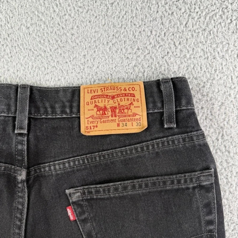 Vintage Levis Jeans Mens 32x26 Black 517 Bootcut Red Tab Denim Pants Western Y2K